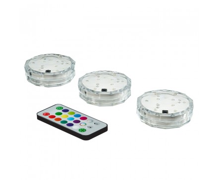 SUBMERSIBLE LED PUCK LIGHT KIT WITH REMOTE CONTROL