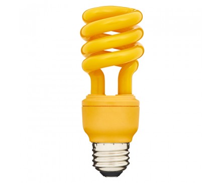 SPIRAL CFL BUGLIGHT 13W, 60W REPLACEMENT, YELLOW