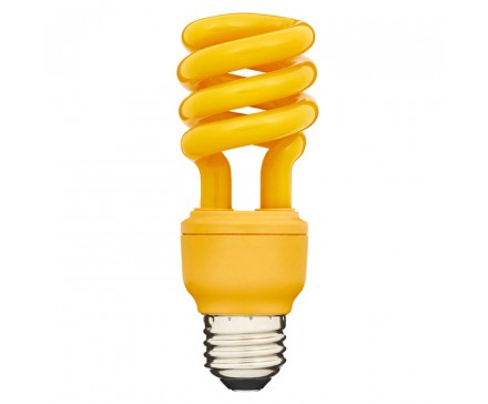 SPIRAL CFL BUGLIGHT 13W, 60W REPLACEMENT, YELLOW