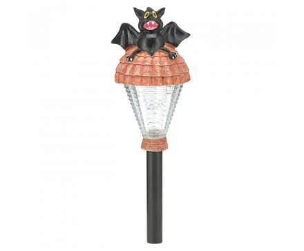 15.375" POLYRESIN BAT HEAD HALLOWEEN SOLAR LIGHT