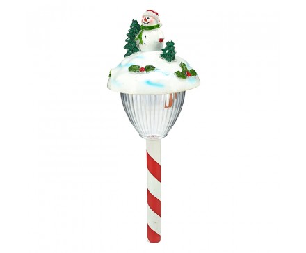 17.5" POLYRESIN SNOWMAN HEAD SOLAR LIGHT