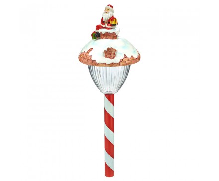 17.5" POLYRESIN SANTA HEAD SOLAR LIGHT