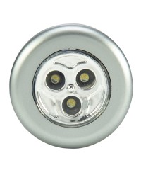 3 LED ROUND STICK-ON PUSH LIGHT, METALLIC COLORS