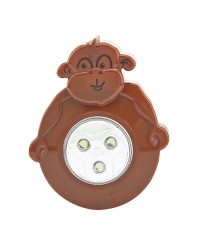 3 LED ANIMAL SHAPED STICK-ON PUSH LIGHT, MONKEY