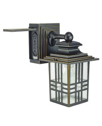 13" MISSION STYLE WALL LANTERN WITH BUILT-IN ELECTRICAL OUTLET (GFCI)