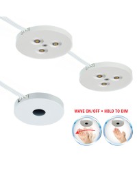 DIMMABLE ULTRA SLIM LED UNDER CABINET PUCK LIGHT, WAVE ACTIVATED 