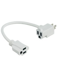 12” (30 CM) HEAVY DUTY EXTENDER CORD WITH 2 OUTLETS, WHITE 