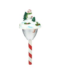 17.5" POLYRESIN SNOWMAN HEAD SOLAR LIGHT