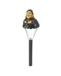 15.375" POLYRESIN WITCH HEAD HALLOWEEN SOLAR LIGHT