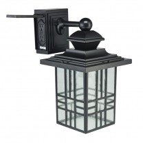 14" MISSION STYLE WALL LANTERN WITH BUILT-IN ELECTRICAL OUTLET (GFCI)