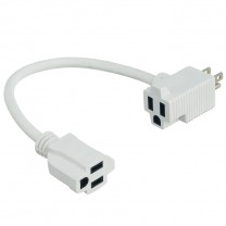 12” (30 CM) HEAVY DUTY EXTENDER CORD WITH 2 OUTLETS, WHITE 