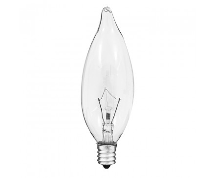 AMPOULE FLAMME 60 W, À PETIT CULOT, À BOUT RECOURBÉ 